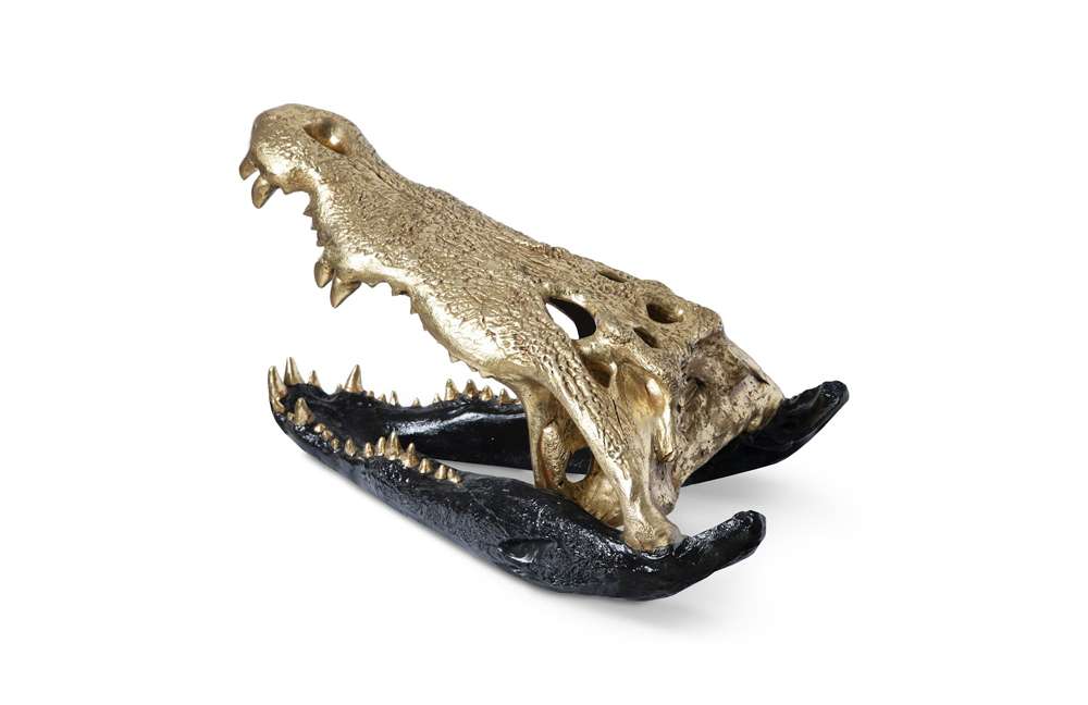 Phillips Collection - Crocodile Skull, Black/Gold Leaf - PH67576 veiw 3