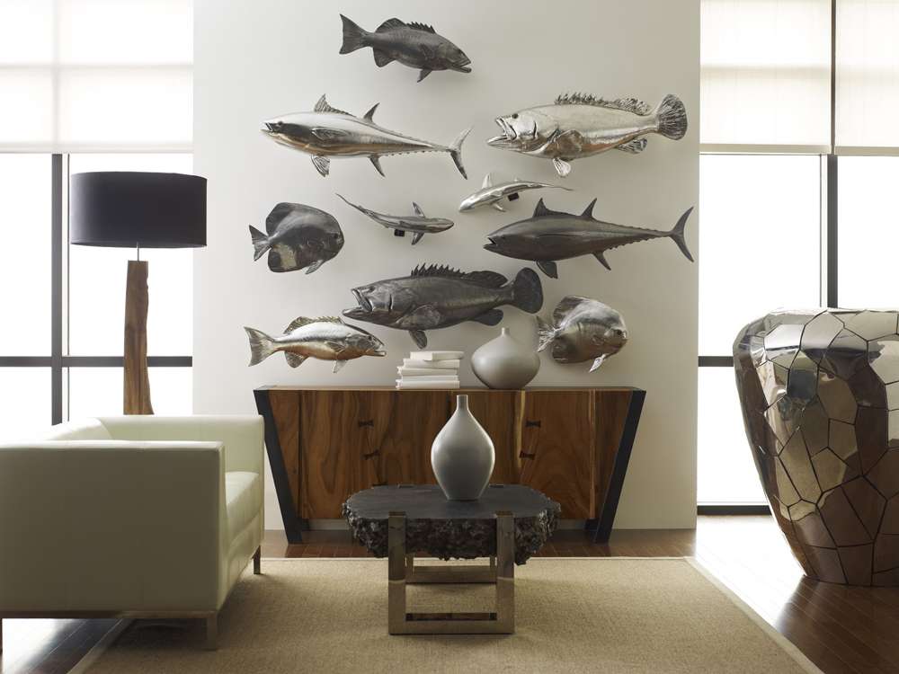Phillips Collection - Estuary Cod Fish Wall Sculpture, Resin, Silver Leaf - PH64541 veiw 4