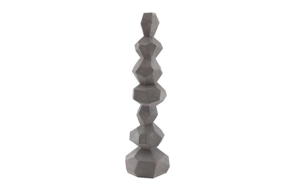 Phillips Collection - Faceted Rock Column Sculpture, Gray - PH100225 veiw 1