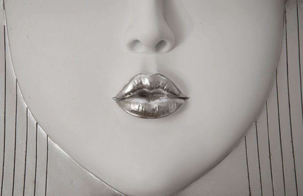 Phillips Collection - Fashion Faces Wall Art, Large, Kiss, White and Silver Leaf - PH94745 view 3