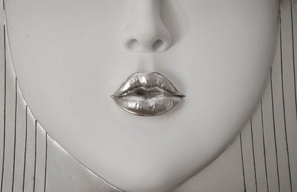 Phillips Collection - Fashion Faces Wall Art, Large, Kiss, White and Silver Leaf - PH94745 view 3