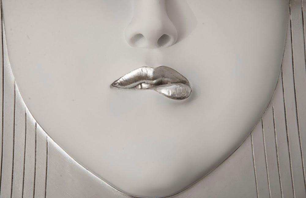 Phillips Collection - Fashion Faces Wall Art, Large, Pout, White and Silver Leaf - PH94747 view 3