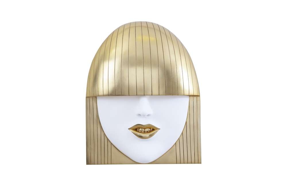 Phillips Collection - Fashion Faces Wall Art, Large, Smile, White and Gold Leaf - PH101928 veiw 1