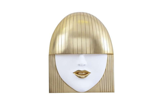 Phillips Collection - Fashion Faces Wall Art, Large, Smile, White and Gold Leaf - PH101928 veiw 1