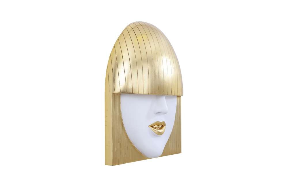 Phillips Collection - Fashion Faces Wall Art, Large, Smile, White and Gold Leaf - PH101928 veiw 2