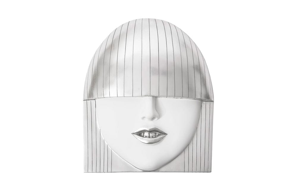 Phillips Collection - Fashion Faces Wall Art, Large, Smile, White and Silver Leaf - PH94749 view 1