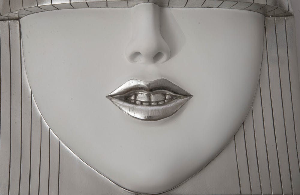 Phillips Collection - Fashion Faces Wall Art, Large, Smile, White and Silver Leaf - PH94749 view 3