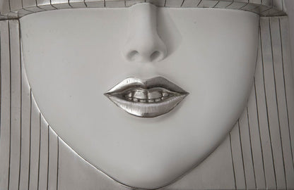 Phillips Collection - Fashion Faces Wall Art, Large, Smile, White and Silver Leaf - PH94749 view 3