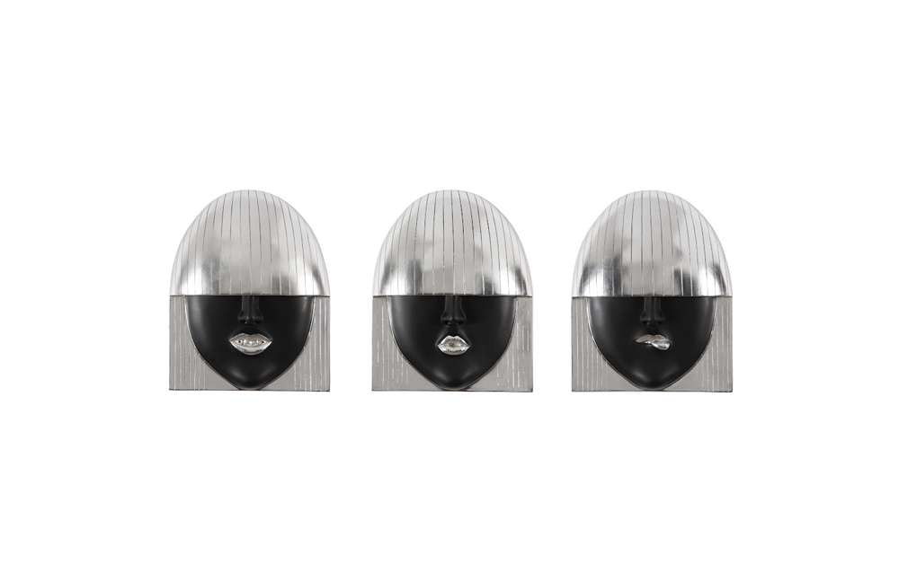 Phillips Collection - Fashion Faces Wall Art, Small, Black and Silver Leaf (Set of 3) - PH109382 veiw 1