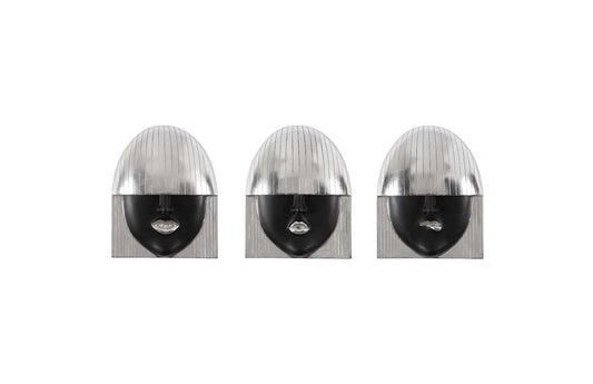Phillips Collection - Fashion Faces Wall Art, Small, Black and Silver Leaf (Set of 3) - PH109382 veiw 1