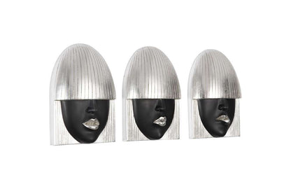 Phillips Collection - Fashion Faces Wall Art, Small, Black and Silver Leaf (Set of 3) - PH109382 veiw 2