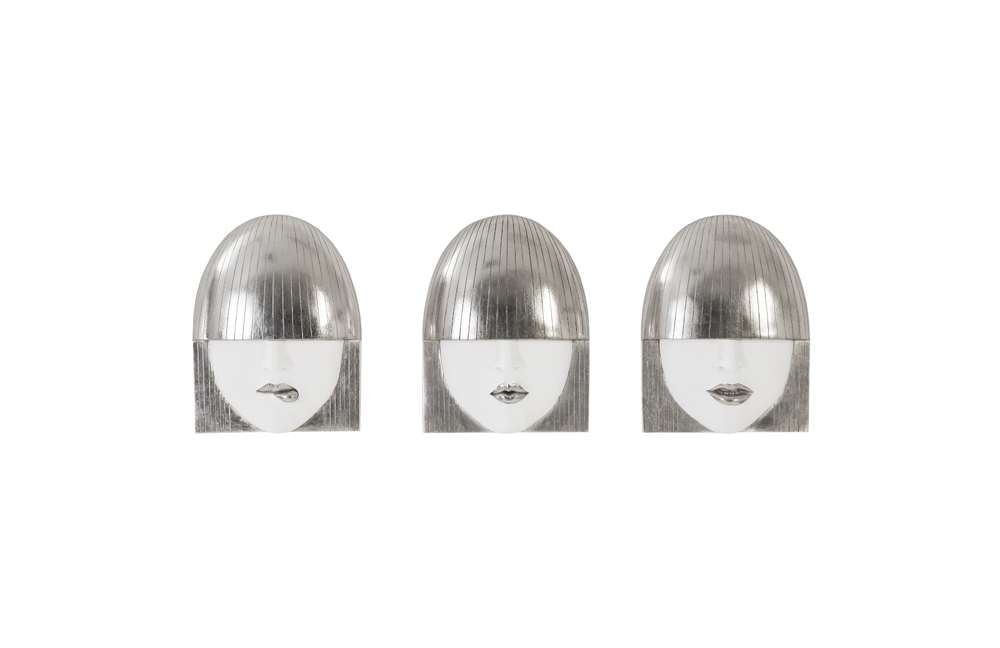 Phillips Collection - Fashion Faces Wall Art, Small, White and Silver Leaf (Set of 3) - PH90451 veiw 1