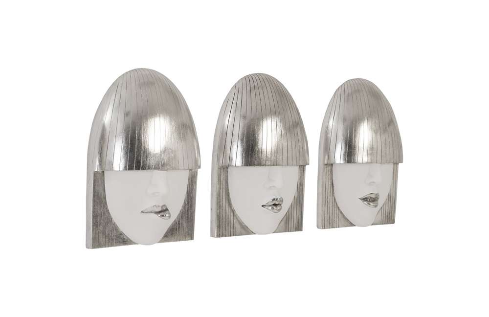 Phillips Collection - Fashion Faces Wall Art, Small, White and Silver Leaf (Set of 3) - PH90451 veiw 2