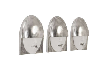 Phillips Collection - Fashion Faces Wall Art, Small, White and Silver Leaf (Set of 3) - PH90451 veiw 2