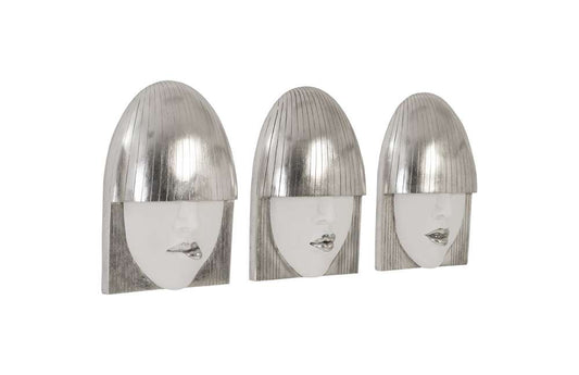 Phillips Collection - Fashion Faces Wall Art, Small, White and Silver Leaf (Set of 3) - PH90451 veiw 2