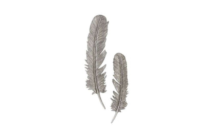 Phillips Collection - Feathers Wall Art, Large, Silver Leaf (Set of 2) - PH96270 veiw 1
