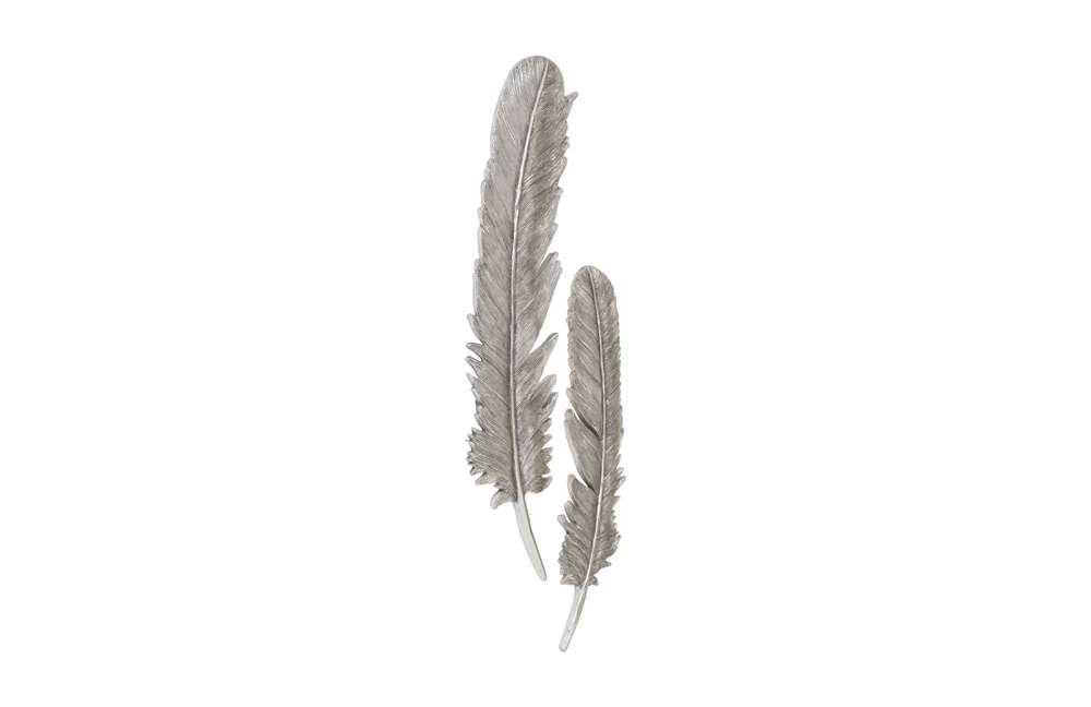 Phillips Collection - Feathers Wall Art, Large, Silver Leaf (Set of 2) - PH96270 veiw 2