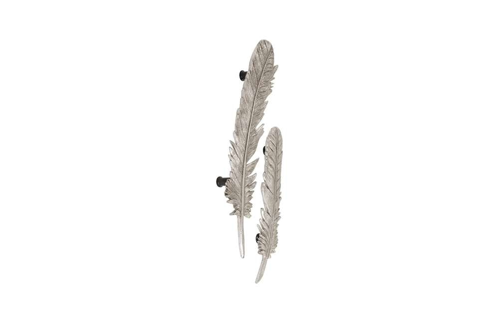 Phillips Collection - Feathers Wall Art, Small, Silver Leaf (Set of 2) - PH79017 veiw 2