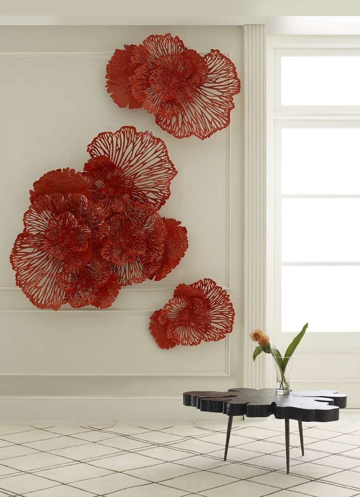 Phillips Collection - Flower Wall Art, Large, Coral, Metal - TH83082 veiw 3