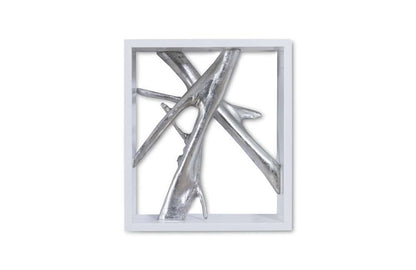 Phillips Collection - Framed Branches Wall Tile, White, Silver Leaf - PH63690 veiw 1
