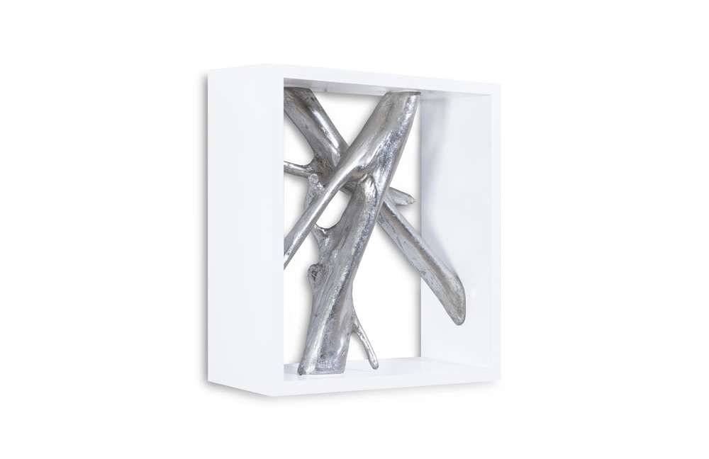 Phillips Collection - Framed Branches Wall Tile, White, Silver Leaf - PH63690 veiw 2