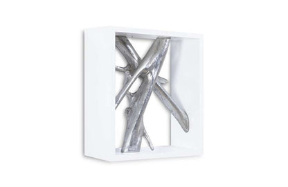 Phillips Collection - Framed Branches Wall Tile, White, Silver Leaf - PH63690 veiw 2