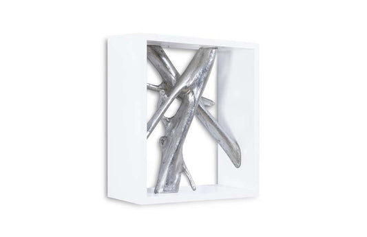 Phillips Collection - Framed Branches Wall Tile, White, Silver Leaf - PH63690 veiw 2