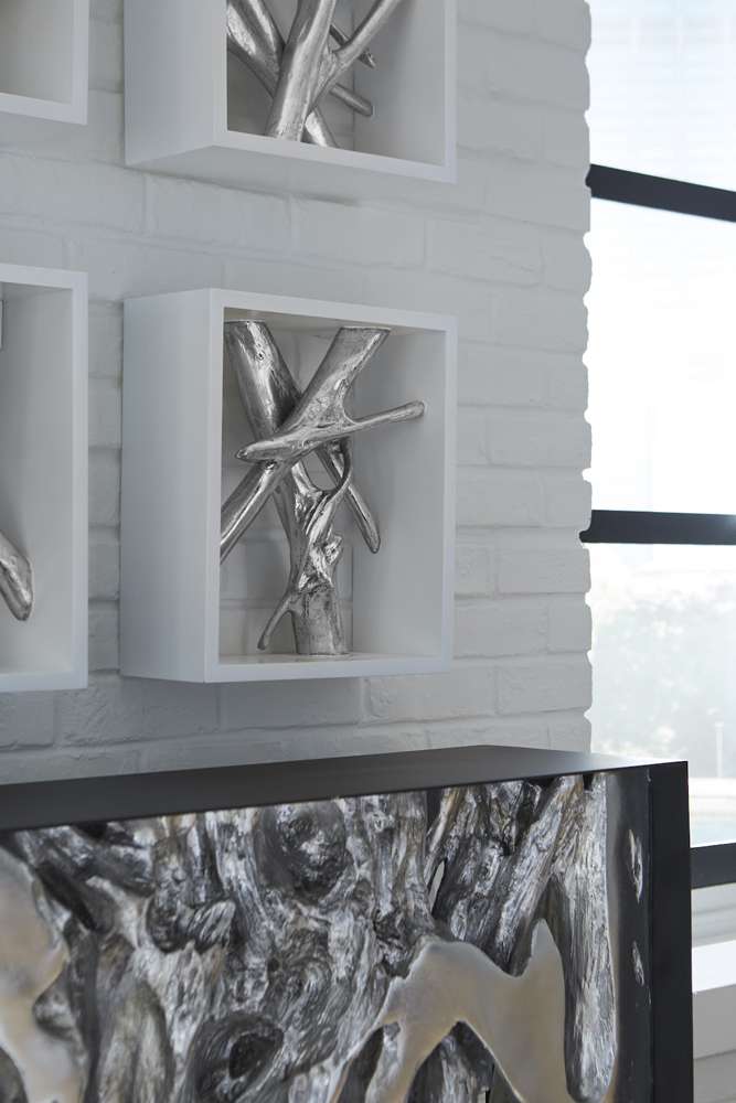 Phillips Collection - Framed Branches Wall Tile, White, Silver Leaf - PH63690 veiw 3