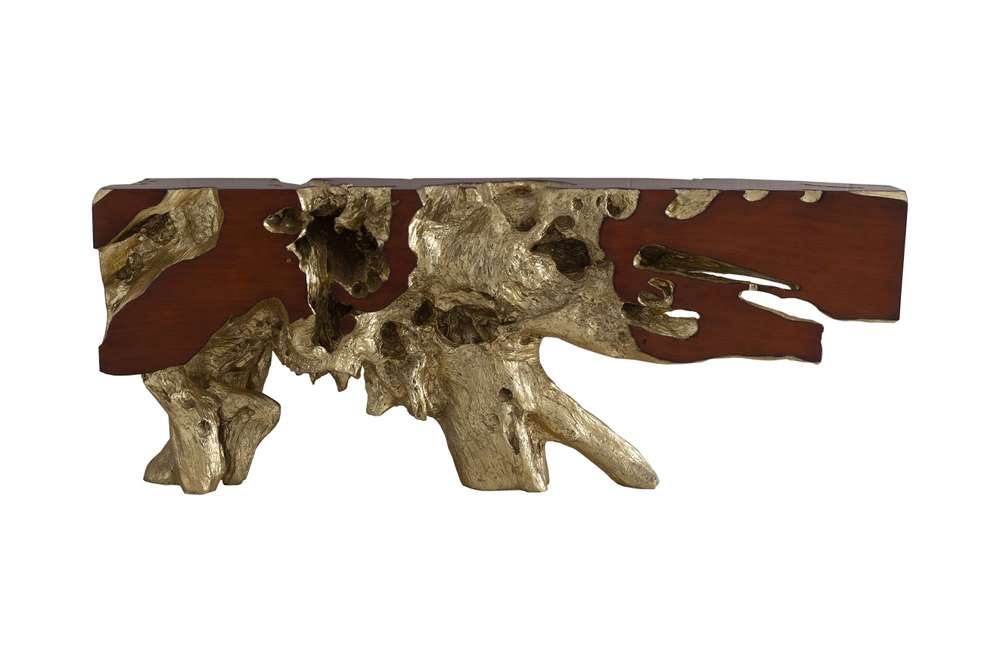 Phillips Collection - Freeform Console Table, Gold Leaf, Faux Bois, LG - PH59175 veiw 1