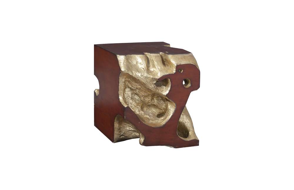 Phillips Collection - Freeform Stool, Gold Leaf, Faux Bois, SM - PH62425 veiw 1