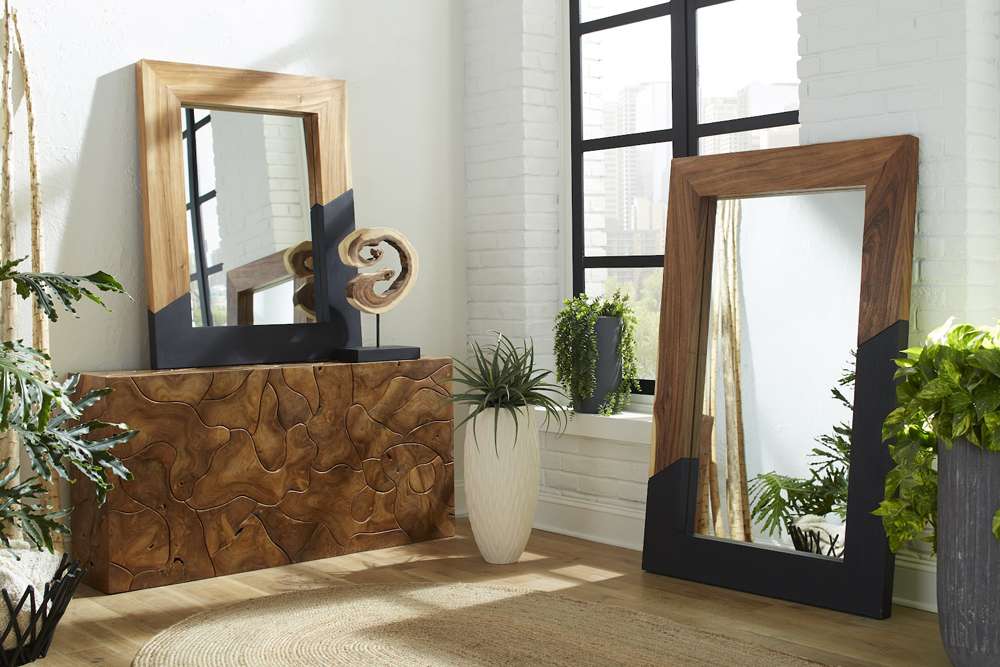 Phillips Collection - Geometry Wood Mirror, Natural, Black - TH105234 veiw 5