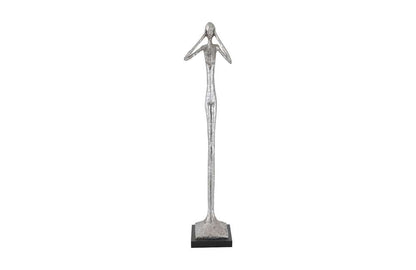 Phillips Collection - Hear No Evil Slender Sculpture, Small, Resin, Silver Leaf - PH66276 veiw 1