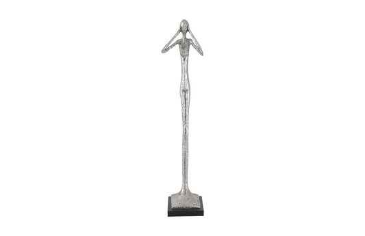 Phillips Collection - Hear No Evil Slender Sculpture, Small, Resin, Silver Leaf - PH66276 veiw 1