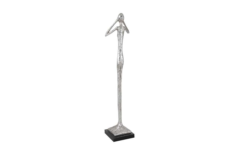 Phillips Collection - Hear No Evil Slender Sculpture, Small, Resin, Silver Leaf - PH66276 veiw 2