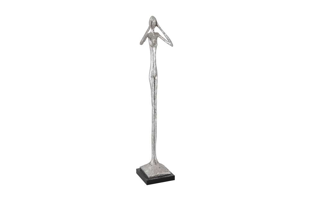Phillips Collection - Hear No Evil Slender Sculpture, Small, Resin, Silver Leaf - PH66276 veiw 3