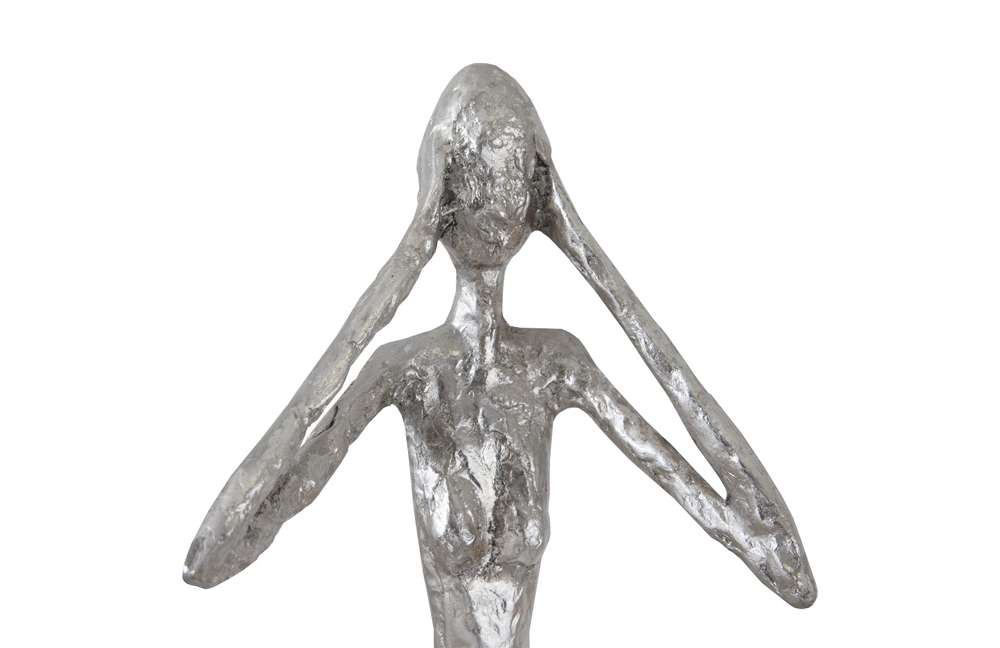 Phillips Collection - Hear No Evil Slender Sculpture, Small, Resin, Silver Leaf - PH66276 veiw 4