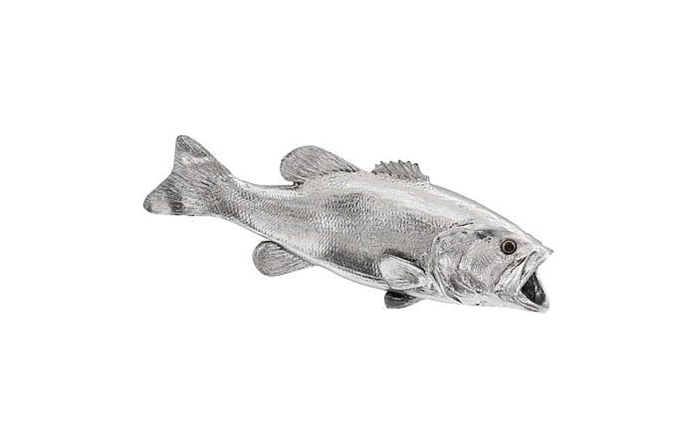 Phillips Collection - Large Mouth Bass Fish Wall Sculpture, Resin, Silver Leaf - PH66570 view 1
