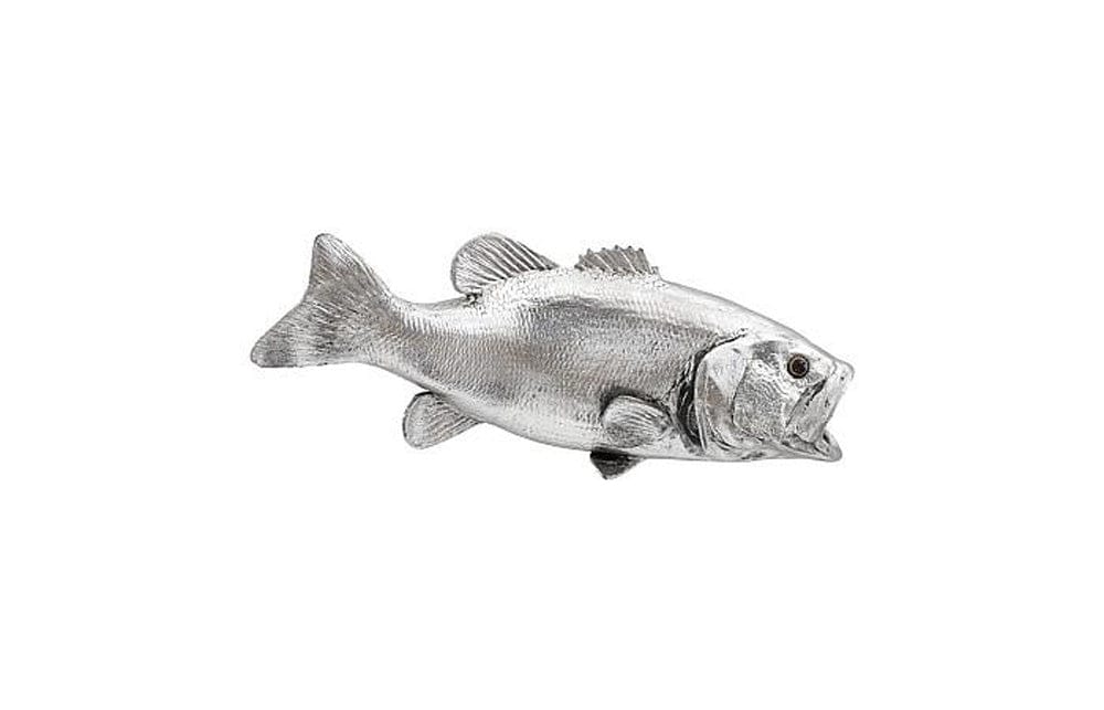 Phillips Collection - Large Mouth Bass Fish Wall Sculpture, Resin, Silver Leaf - PH66570 view 2