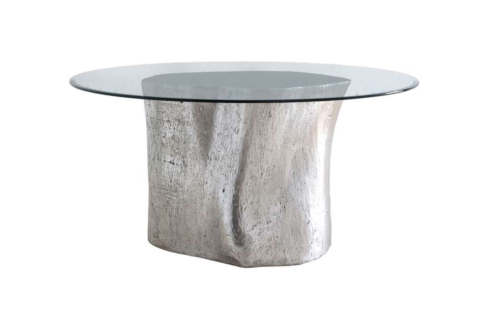 Phillips Collection - Log Dining Table, 60in Glass Top, Silver Leaf - PH57270 veiw 1