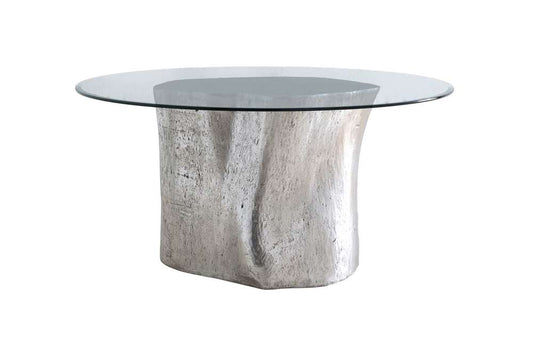 Phillips Collection - Log Dining Table, 60in Glass Top, Silver Leaf - PH57270 veiw 1