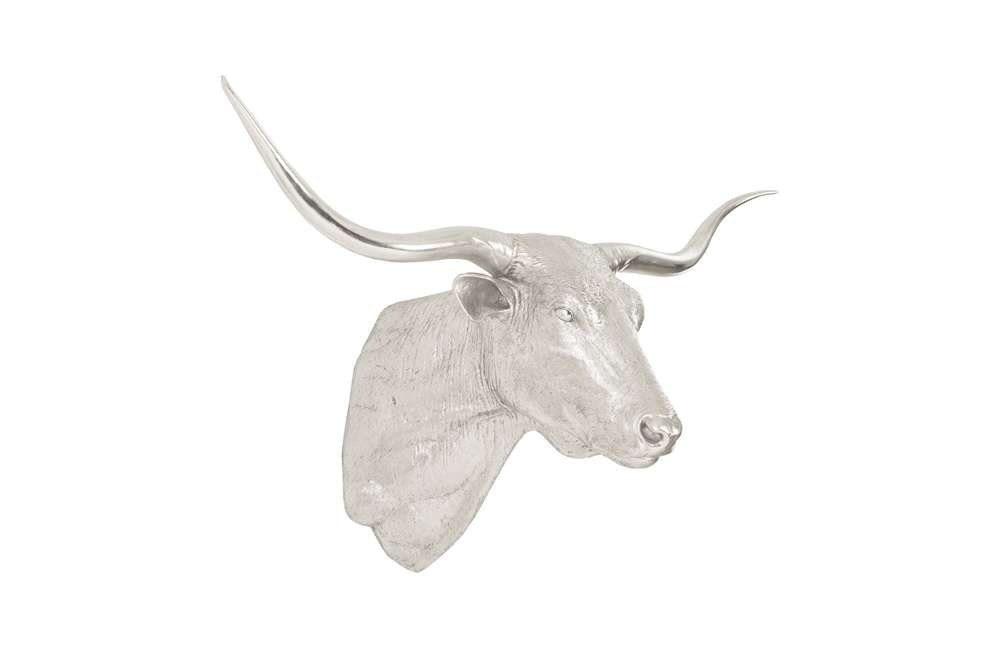 Phillips Collection - Longhorn Bull Wall Art, Resin, Silver Leaf - PH83141 veiw 2