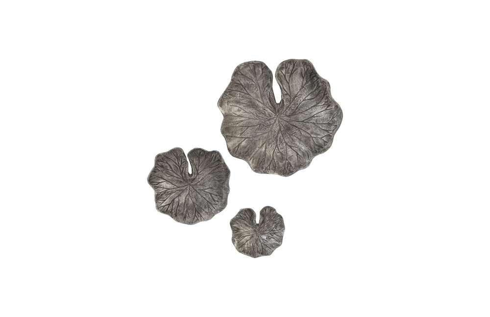 Phillips Collection - Lotus Leaf Wall Tiles, Set of 3, Black/Silver, Aluminum - ID96066 veiw 1