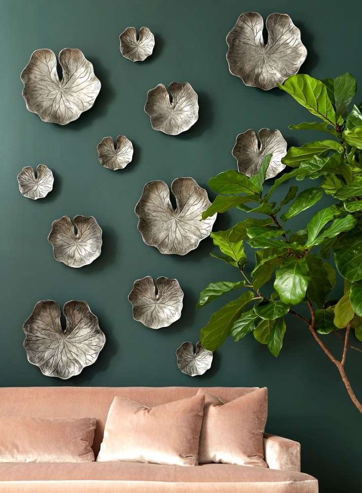 Phillips Collection - Lotus Leaf Wall Tiles, Set of 3, Black/Silver, Aluminum - ID96066 veiw 4
