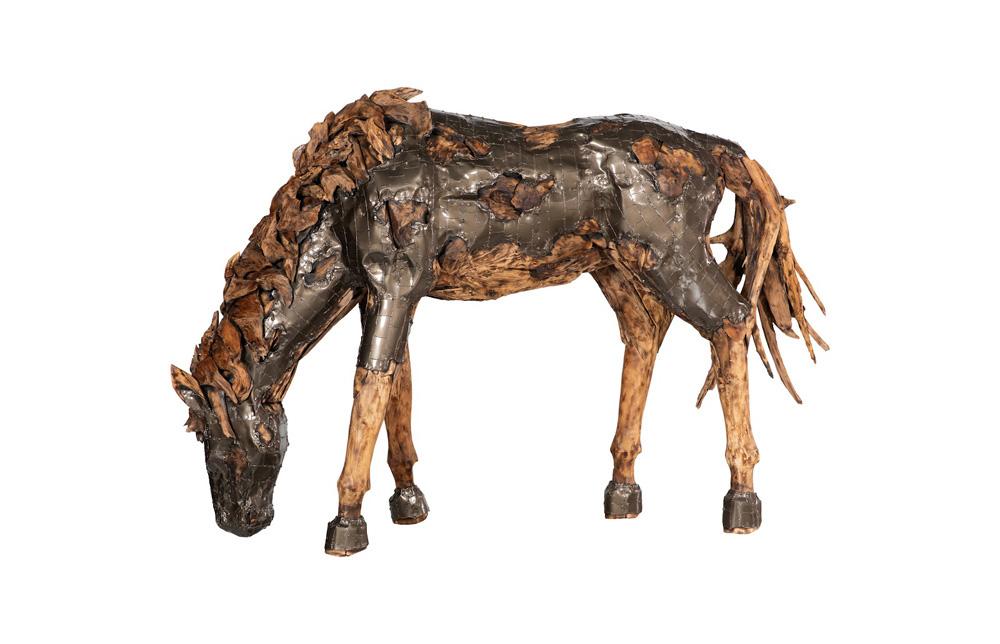 Phillips Collection - Mustang Horse Armored Sculpture, Grazing, Natural Bronze Finish - ID116543 veiw 1