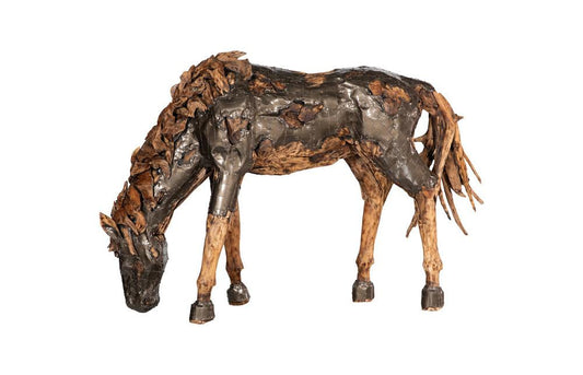 Phillips Collection - Mustang Horse Armored Sculpture, Grazing, Natural Bronze Finish - ID116543 veiw 1