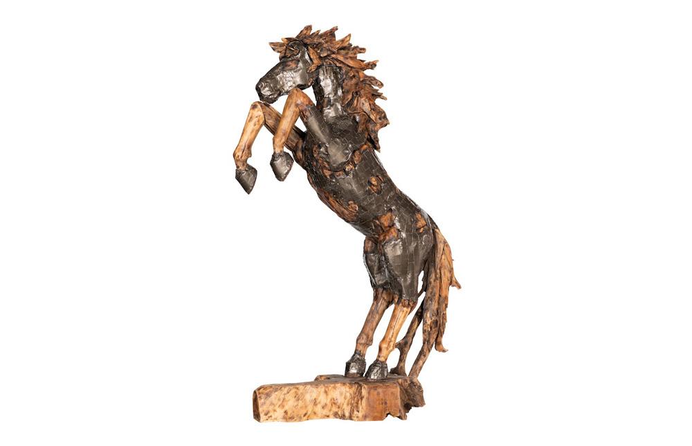 Phillips Collection - Mustang Horse Armored Sculpture, Rearing, Natural Bronze Finish - ID116542 veiw 1