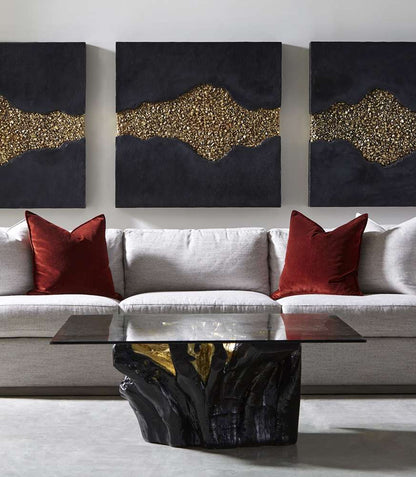 Phillips Collection - Noir Cast Root Coffee Table, Black, Gold Leaf - PH67969 veiw 3