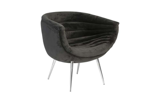 Phillips Collection - Nouveau Club Chair, Black, Stainless Steel Legs - PH93141 veiw 2