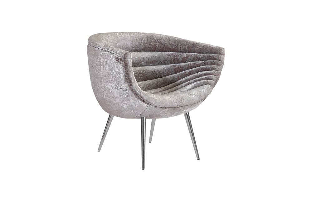 Phillips Collection - Nouveau Club Chair, Gray Crushed Velvet Fabric, Stainless Steel Legs - PH99963 view 1
