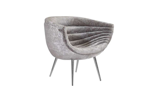 Phillips Collection - Nouveau Club Chair, Gray Crushed Velvet Fabric, Stainless Steel Legs - PH99963 veiw 1